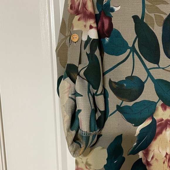 Gray Cream Purple Floral Pattern Dress - Picture 4 of 5